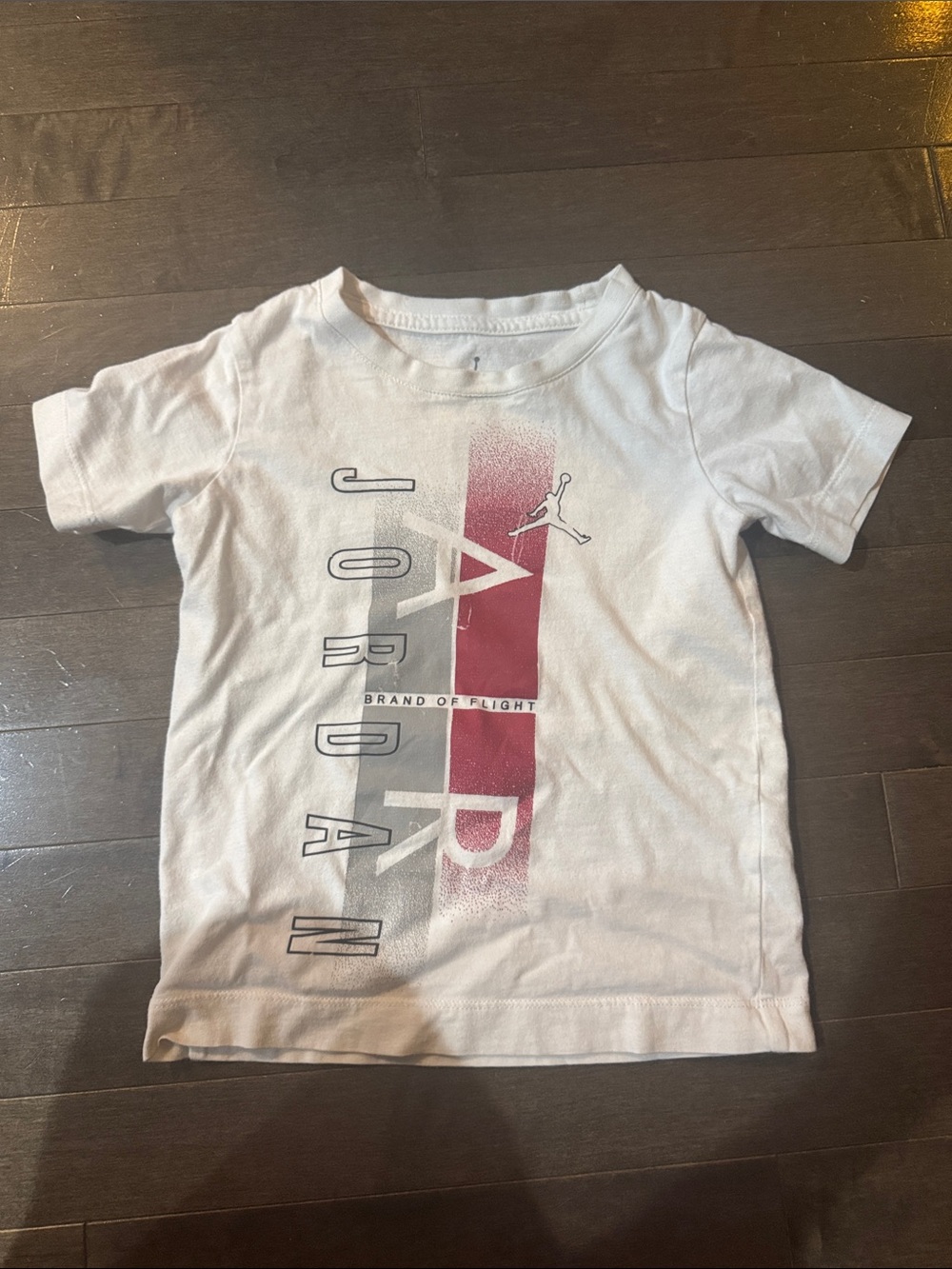 Jordan White Tee with Red and Gray Vertical Graphic